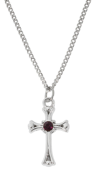18-inch Rhodium Filled Peridot Cross, Boxed