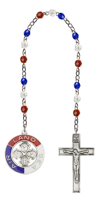 Silver-Plated 6mm Land, Sea, Air Rosary Chaplet