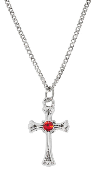 18-inch Rhodium Filled Ruby Cross, Boxed