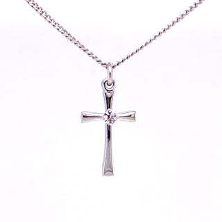 18-inch Rhodium Filled Topaz Cross, Boxed