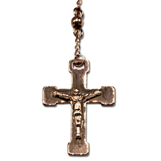 Traditional Rose Gold Rosary Necklace Five Decade Catholic Prayer Beads 4mm