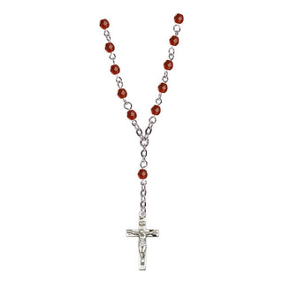 Silver-Plated 4mm Crucifix Rosary Necklace