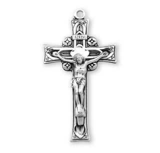 1 7/8-inch Sterling Silver Crucifix with 24-inch Chain