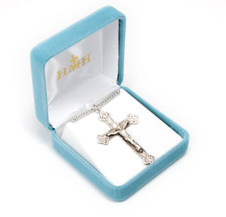 2 1/8-inch Sterling Silver Crucifix with 24-inch Chain