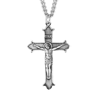 2 Inch Sterling Silver Crucifix With 24 Inch Chain 1