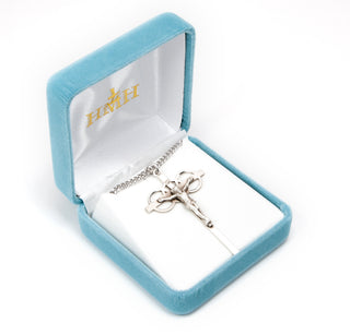 2 1/16-inch Sterling Silver Wedding Crucifix with 24-inch Chain