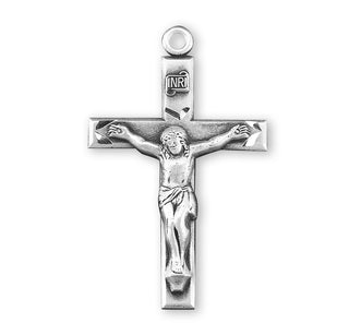 1 1/8-inch Sterling Silver Crucifix with 20-inch Chain