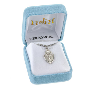 7/8-inch Sterling Silver Scapular and Miraculous Combination Medal with 18-inch Chain and Box