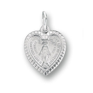 13/16-inch Sterling Silver Miraculous Heart Pendant | 18-inch Chain