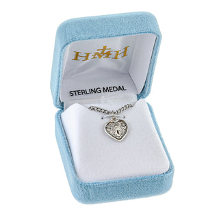 Sterling Silver Heart Shaped Miraculous Medal