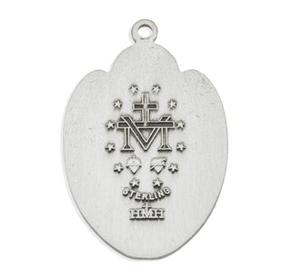 1 1/4-inch Sterling Silver Air Force Medal with Miraculous Medal 24-inch Chain