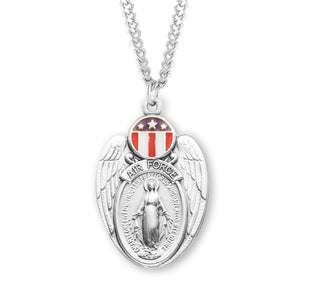 1 1 4 Inch Sterling Silver Air Force Medal With Miraculous Medal 24 Inch Chain