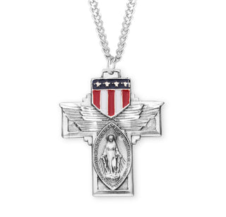 1 1 8 Inch Winged Miraculous Cross With 24 Inch Chain