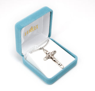 1 15/16-inch Sterling Silver Crucifix with 24-inch Chain