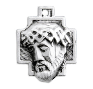 9/16-inch Sterling Silver Head of Christ Medal with 18-inch Chain