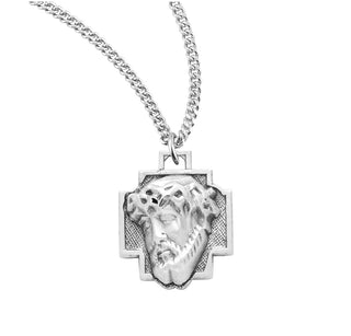 9 16 Inch Sterling Silver Head Of Christ Medal With 18 Inch Chain