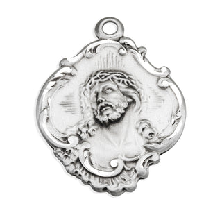 1 1/16-inch Sterling Silver Christ Medal with 24-inch Chain
