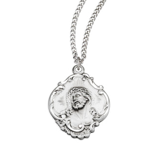 1 1 16 Inch Sterling Silver Christ Medal With 24 Inch Chain