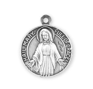 Our Father/Hail Mary Round Sterling Silver Medal
