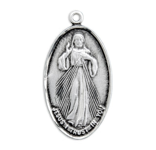 1-inch Sterling Silver Divine Mercy/Maria Faustina Medal with 18-inch Chain