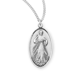 1 Inch Sterling Silver Divine Mercy Maria Faustina Medal With 18 Inch Chain