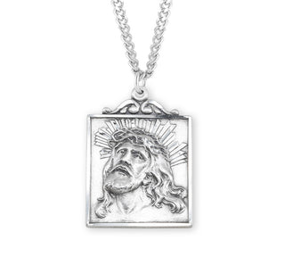 1 1 16 Inch Sterling Silver Christ Medal With 24 Inch Chain 1