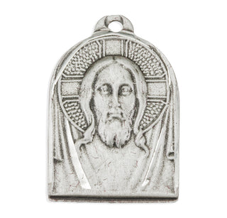 13/16-inch Sterling Silver Medal of Christ with 18-inch Chain