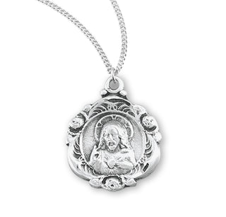 15 16 Inch Sterling Silver Scapular Medal With 18 Inch Chain