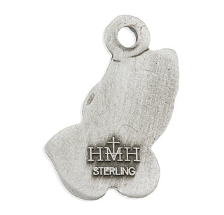 11/16-inch Sterling Silver Praying Hands Medal with 18-inch Chain