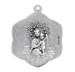 7/8-inch Sterling Silver Scapular Medal with 18-inch Chain