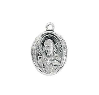 11/16-inch Sterling Silver Scapular Medal with 18-inch Chain