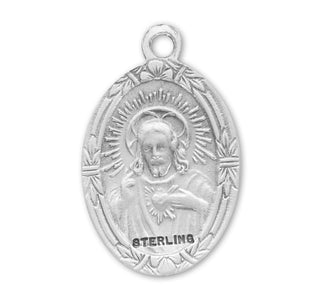 11/16-inch Sterling Silver Scapular Medal with 18-inch Chain
