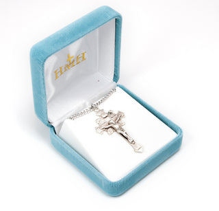 1 13/16-inch Sterling Silver Crucifix with 24-inch Chain