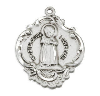 1-inch Sterling Silver Infant Jesus Medal with 18-inch Chain