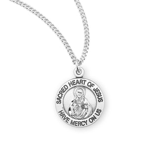 13 16 Inch Sterling Silver Sacred Heart Of Jesus Medal With 18 Inch Chain