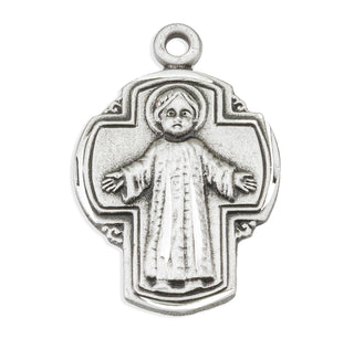 13/16-inch Sterling Silver Christ Child on a Cross Medal with 18-inch Chain