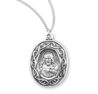15 16 Inch Sterling Silver Crown Of Thorns Scapular Medal With 24 Inch Chain 1