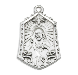 1-inch Sterling Silver Scapular Medal with 24-inch Chain