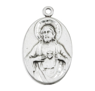7/8-inch Sterling Silver Scapular Medal with 18-inch Chain