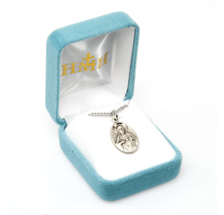 7/8-inch Sterling Silver Scapular Medal with 18-inch Chain
