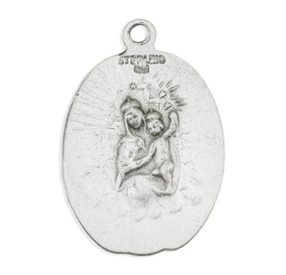 13/16-inch Sterling Silver Scapular Medal with 18-inch Chain