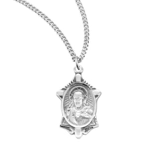 7 8 Inch Sterling Silver Scapular Medal With 18 Inch Chain 2