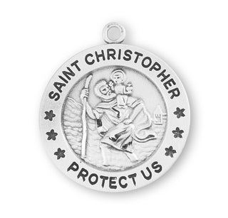 Saint Christopher Round Sterling Silver Medal