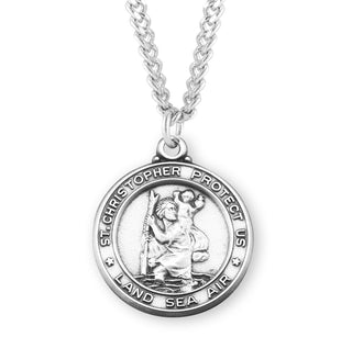 Sterling Silver Round Saint Christopher Medal