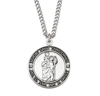 Sterling Silver Saint Christopher Pendant with Border