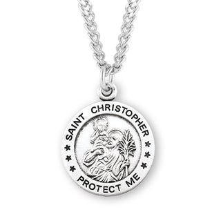 Sterling Silver Round Saint Christopher Medal