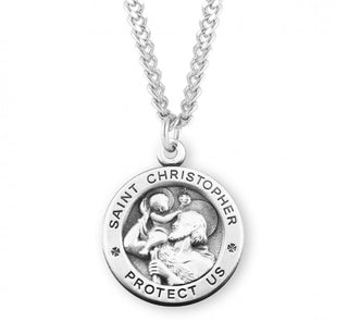 Sterling Silver Round Saint Christopher Medal