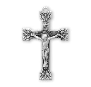 1 7/16-inch Sterling Silver Crucifix with 24-inch Chain