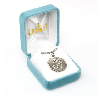 Sterling Silver Octagon shaped St. Christopher Medal