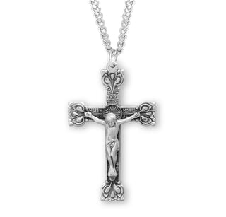 1 7 16 Inch Sterling Silver Crucifix With 24 Inch Chain